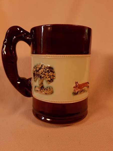 Bourne Denby Hunting Mug horses and dogs stoneware