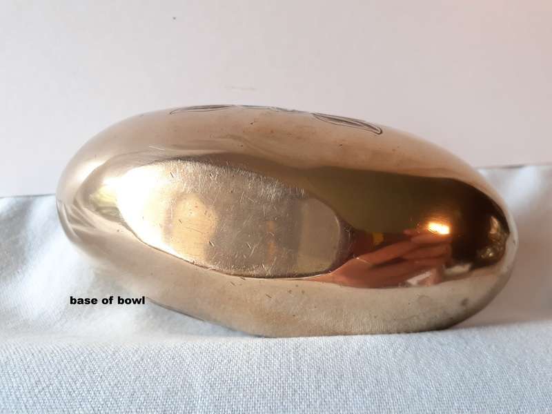 Eastern Oriental Oval brass bowl jar 13.5 cms at longest side