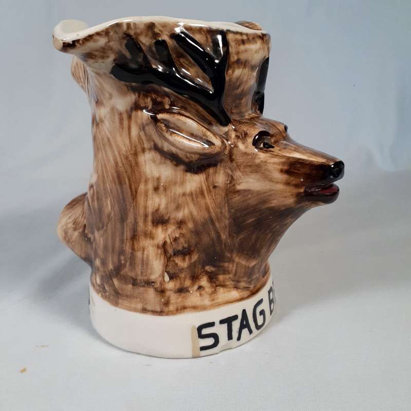 Grahamstown Town Potteries Drostdy Ware Stag BeerJug embossed relief South African Pottery