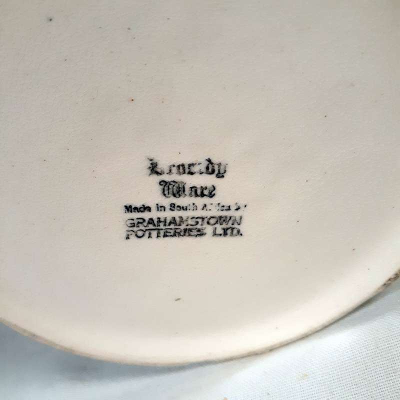 Grahamstown Town Potteries Drostdy Ware Stag BeerJug embossed relief South African Pottery