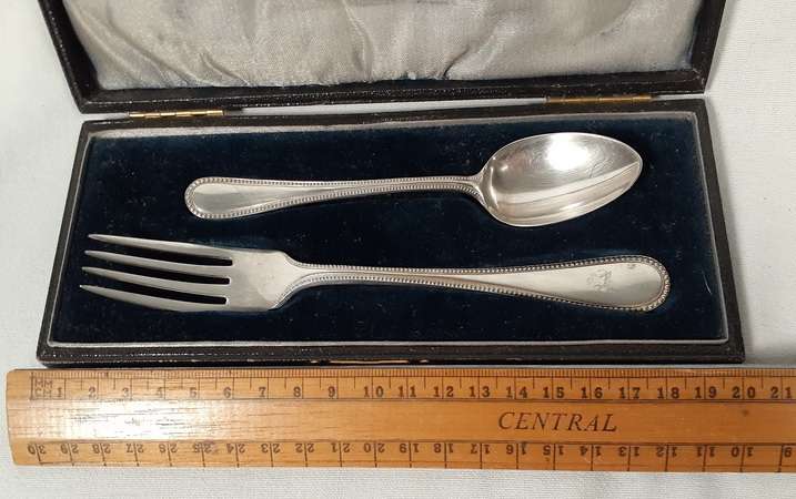 Epns boxed spoon and fork - childs