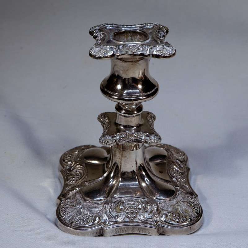 Pair of Grenadier Silverplate candlesticks  Grape Design  -  Circa 1950's