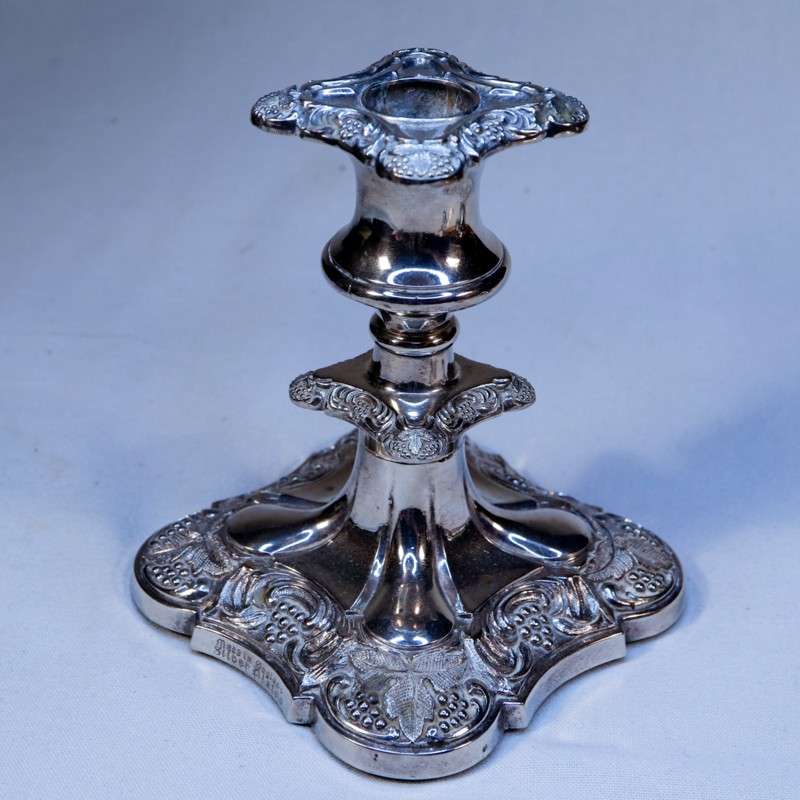 Pair of Grenadier Silverplate candlesticks  Grape Design  -  Circa 1950's