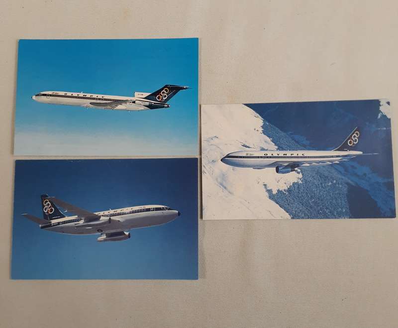 3 Olympic Airways boeing and airbus Postcards