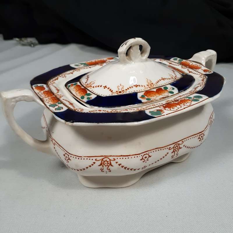 Sample miniature Lidded Bowl - sugar bowl - sweet bowl -Thomas Hughes Imperial Derby  1910 small