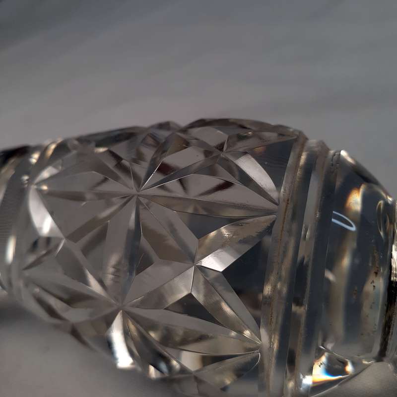 crystal cut glass candle stick holder - beautifull item - 21 cms tall