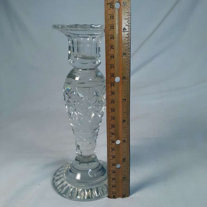 crystal cut glass candle stick holder - beautifull item - 21 cms tall