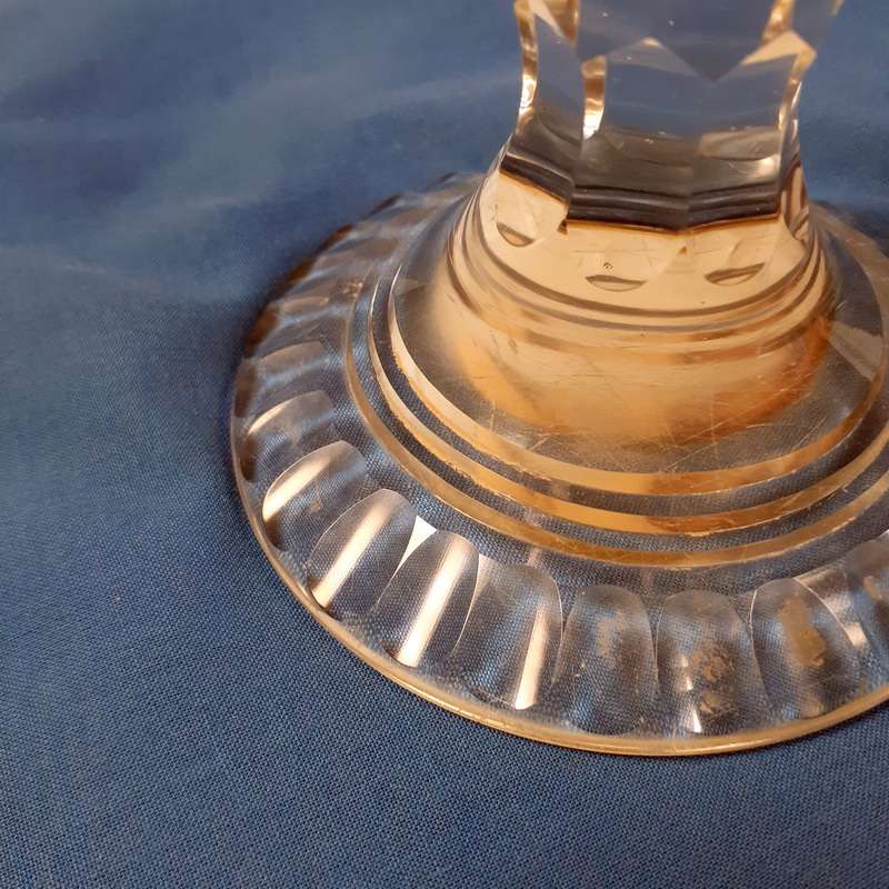 crystal cut glass candle stick holder - beautifull item - 21 cms tall