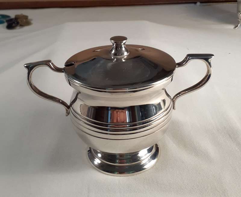Silver plated sugar bowl / jam jar - SPonC  Hallmarked Jester/clown - Rhodesia