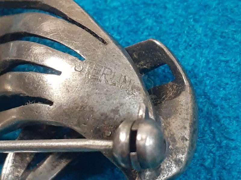 Stirling silver and marcasite brooch