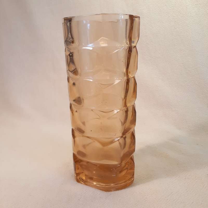 glass vase - luminarc france - rosaline blush pink - 1970's