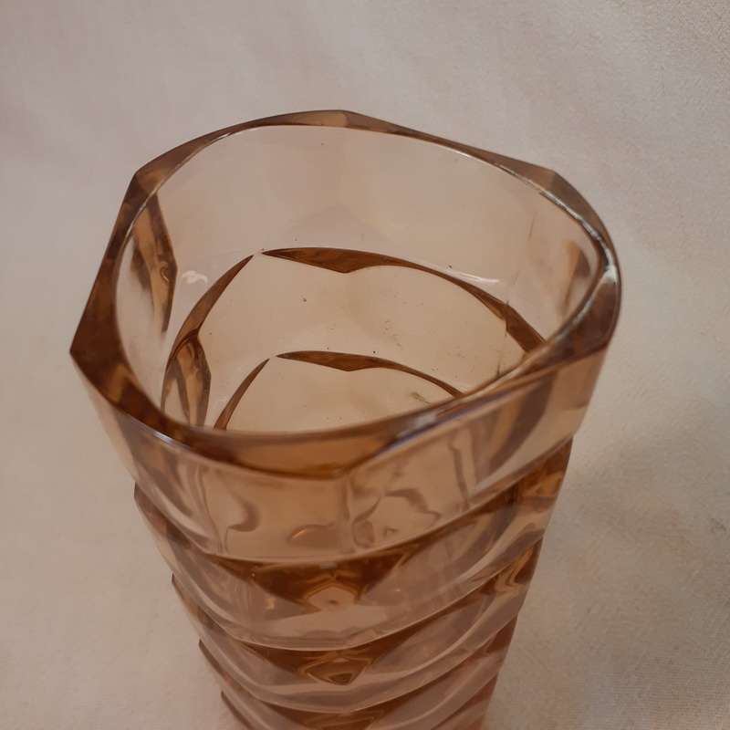 glass vase - luminarc france - rosaline blush pink - 1970's