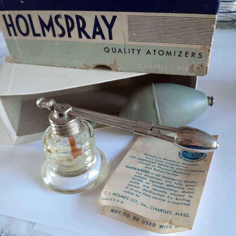 Vintage Medical nasal spray atomizer - USA Holmspray with instructions