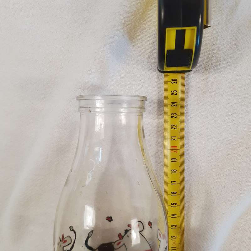 Glass Milk Bottle - KitchenaliaCows in black red and white