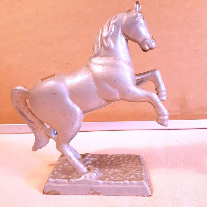 Cast iron metal horse money box - early 20th centuary