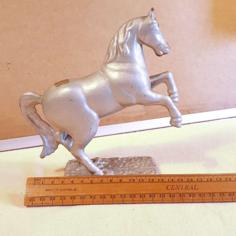 Cast iron metal horse money box - early 20th centuary