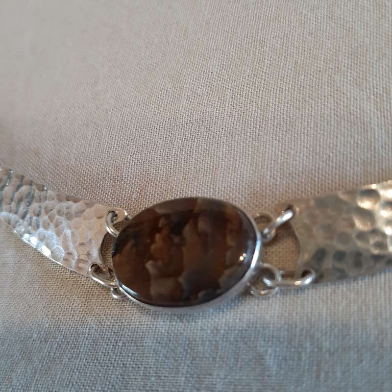 Silver necklace with semi precious stone. Custom made