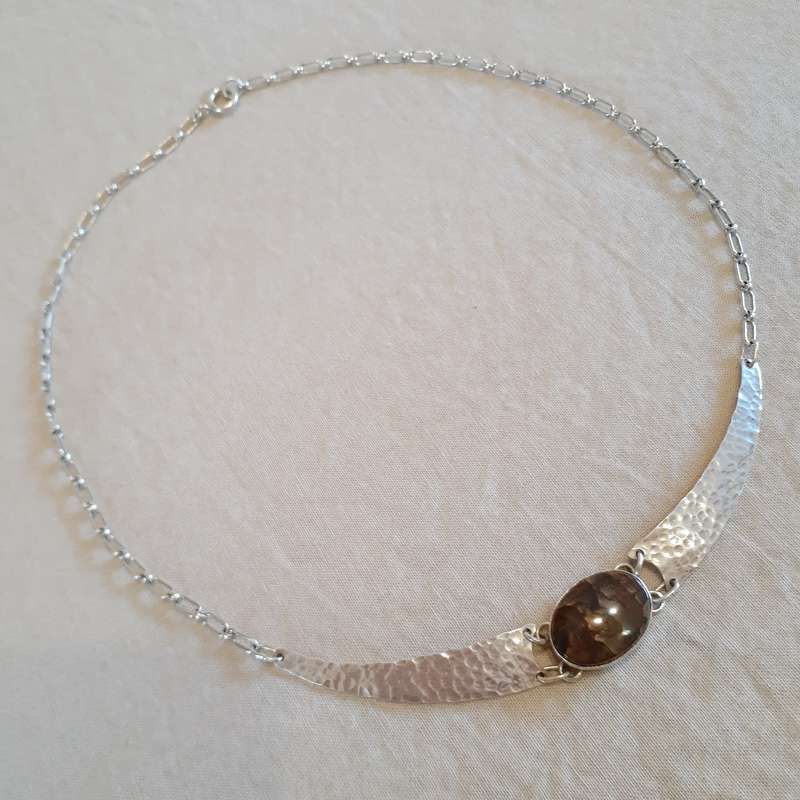 Silver necklace with semi precious stone. Custom made