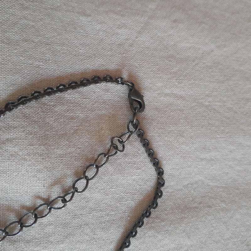 vintage necklace black glass faceted beads - Bohemian - unusual shaped chain
