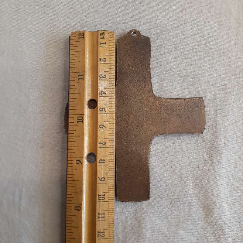 German cast bronze cross - Ich bin bei auch -  10cm x 8.5cms