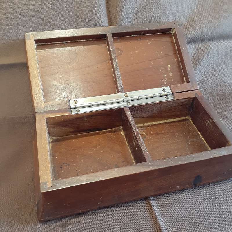 Swedish wooden box with vintage electrolux badge jewelry box card box