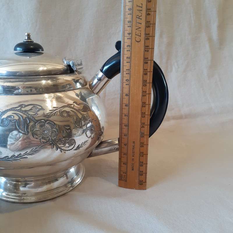 Silver Plated Britannia metal English Tea Pot, Sugar Basin and Milk Jug