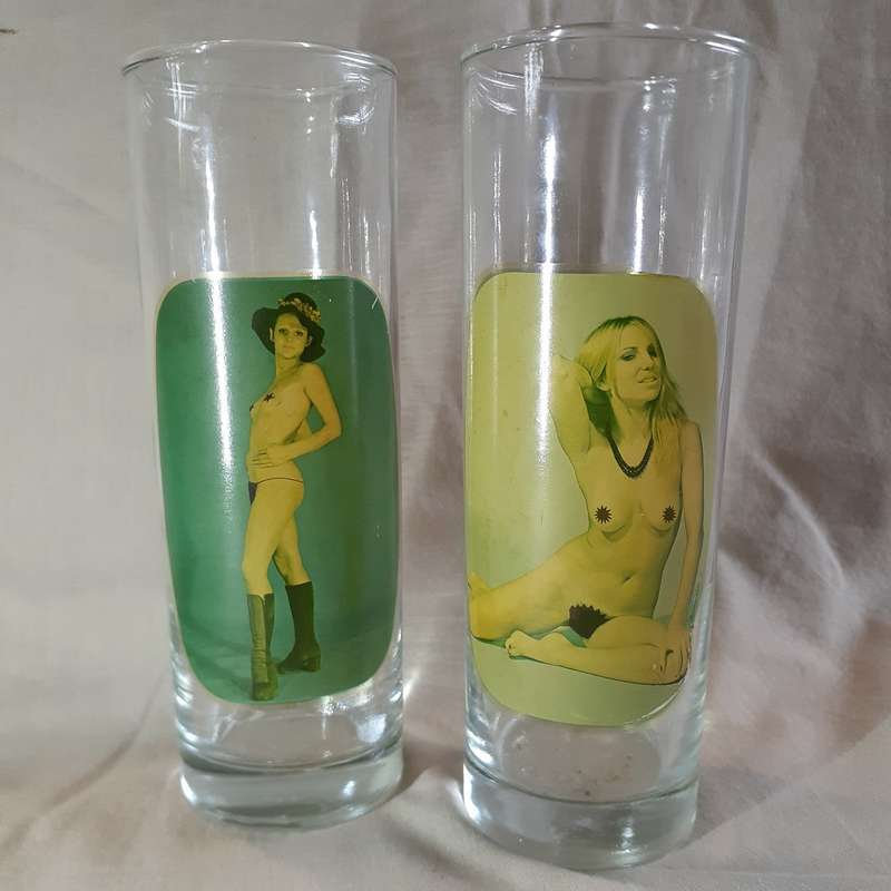 Vintage Girlie Bar Glasses Nude (with added stars) 2 glasses