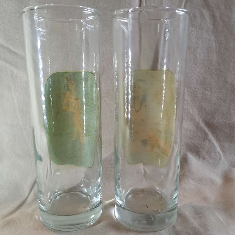 Vintage Girlie Bar Glasses Nude (with added stars) 2 glasses