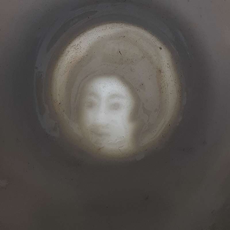 Japanese iridescent dragonware  tea coffee set - geisha lithophane inside the cups