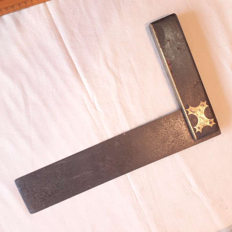 Carpenters T Square - Large wood brass and steel - 35 cms 1880's