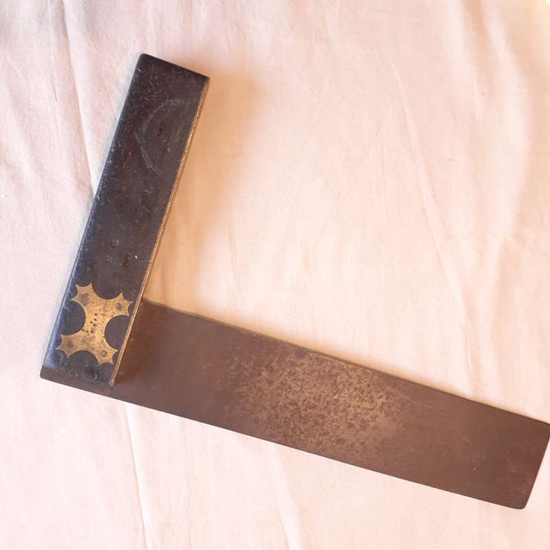Carpenters T Square - Large wood brass and steel - 35 cms 1880's