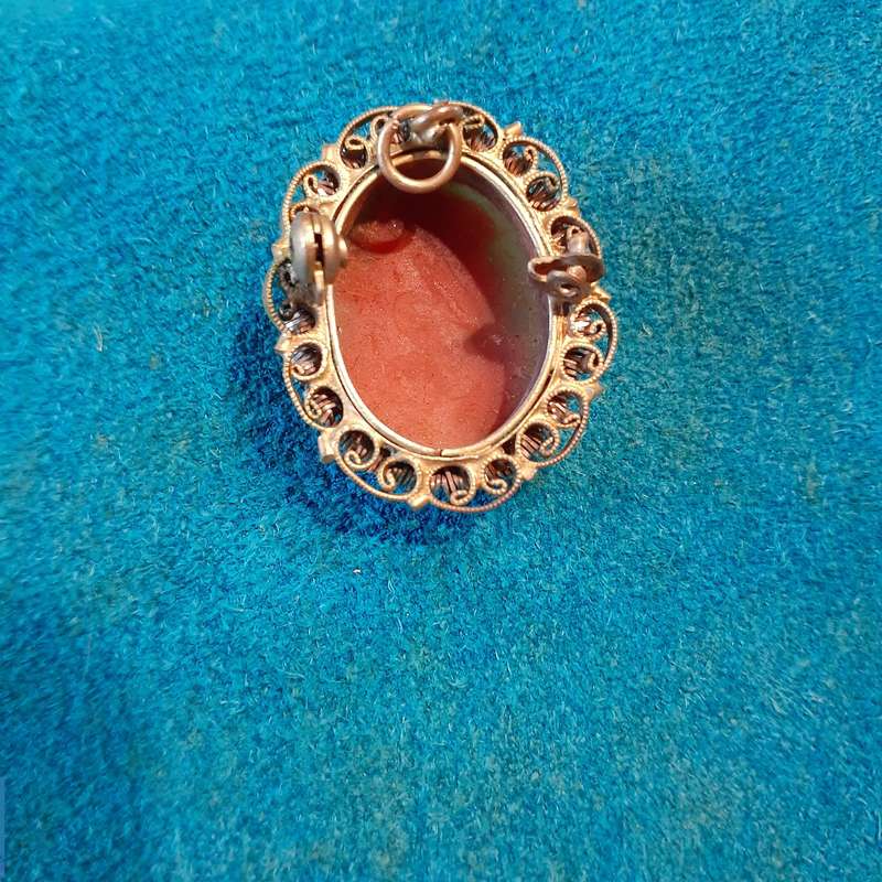 Cameo pendant in gilt metal setting.  3 cms