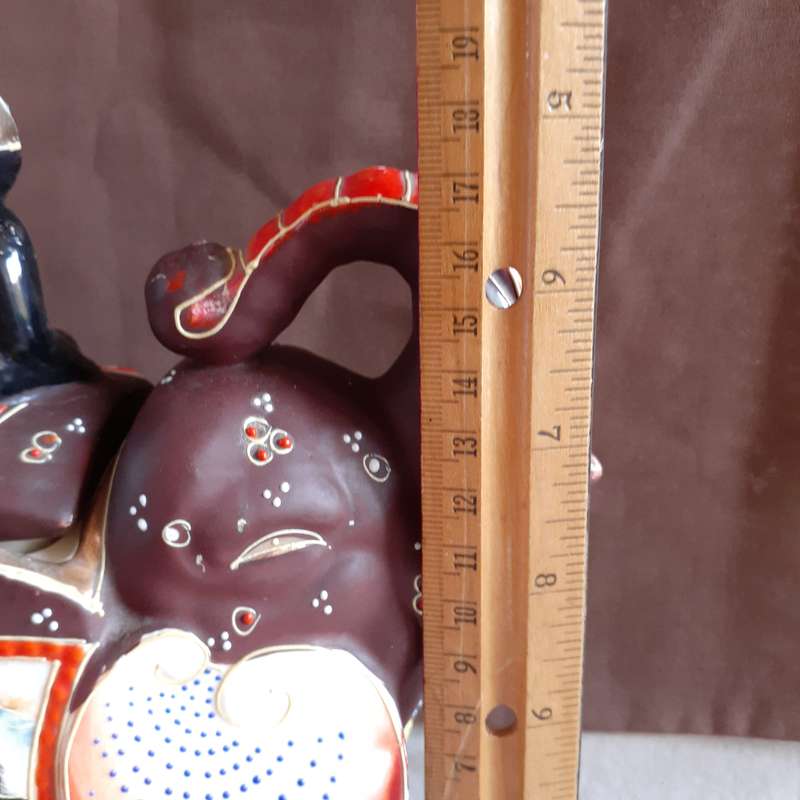 Elephant Tea Pot - Japanese Satsuma Moriage  18.5 cms tall