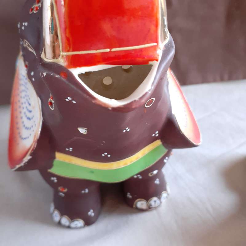 Elephant Tea Pot - Japanese Satsuma Moriage  18.5 cms tall