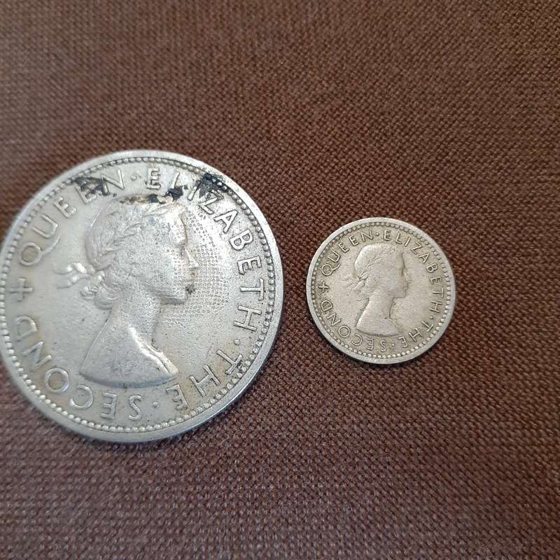 Rhodesia and Nyasaland half crown 1955 + three pence 1955