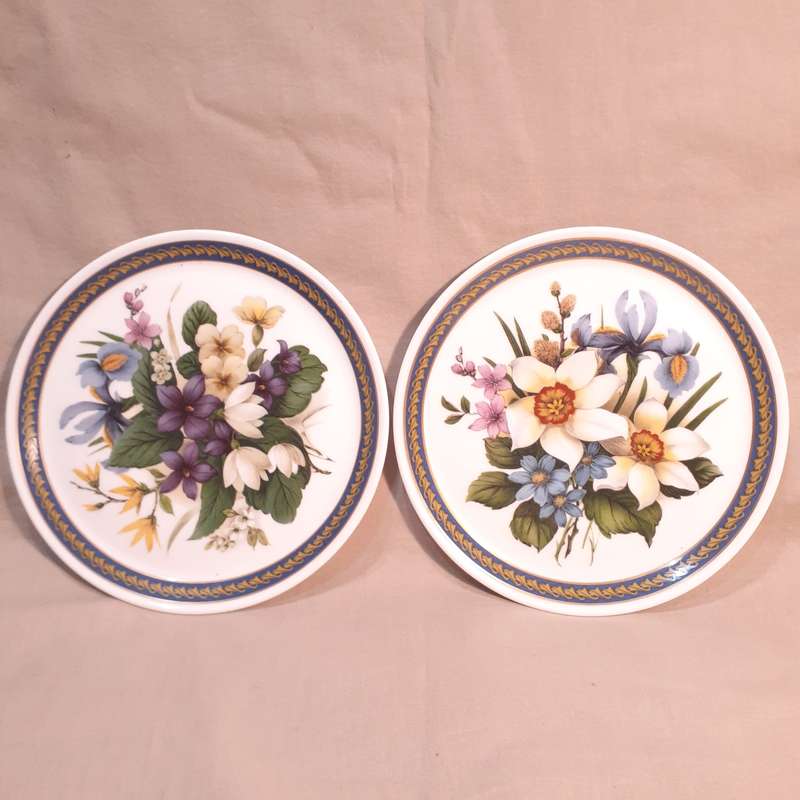 2 Royal Doulton Floral Plates British Airways - snowdrops and iris  17 cms