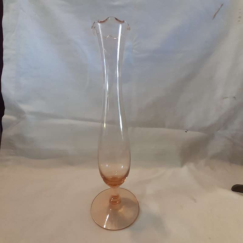 Glass Speciman vase  - tall apricot glass vintage - 25 cms