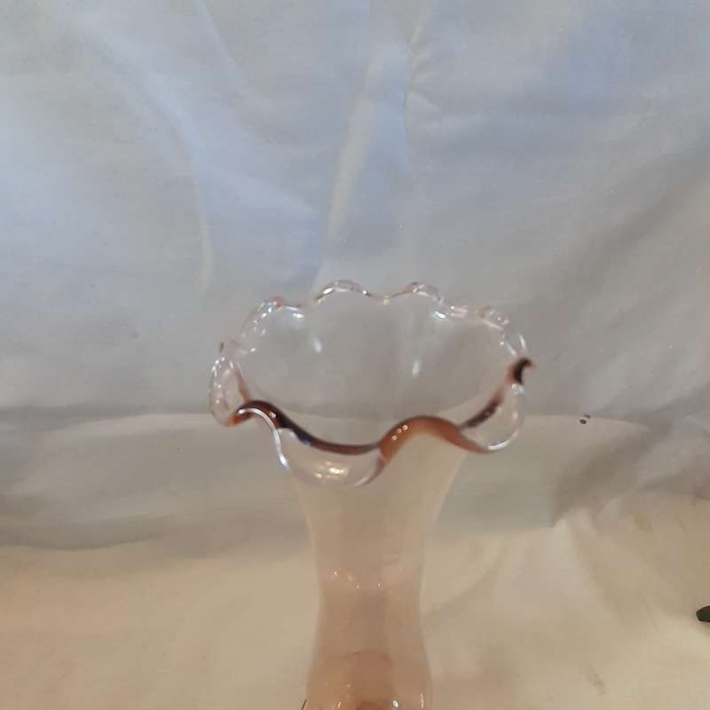 Glass Speciman vase  - tall apricot glass vintage - 25 cms