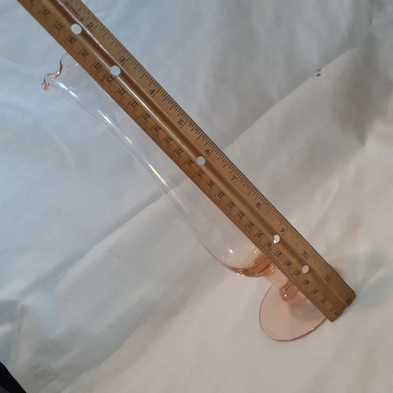 Glass Speciman vase  - tall apricot glass vintage - 25 cms