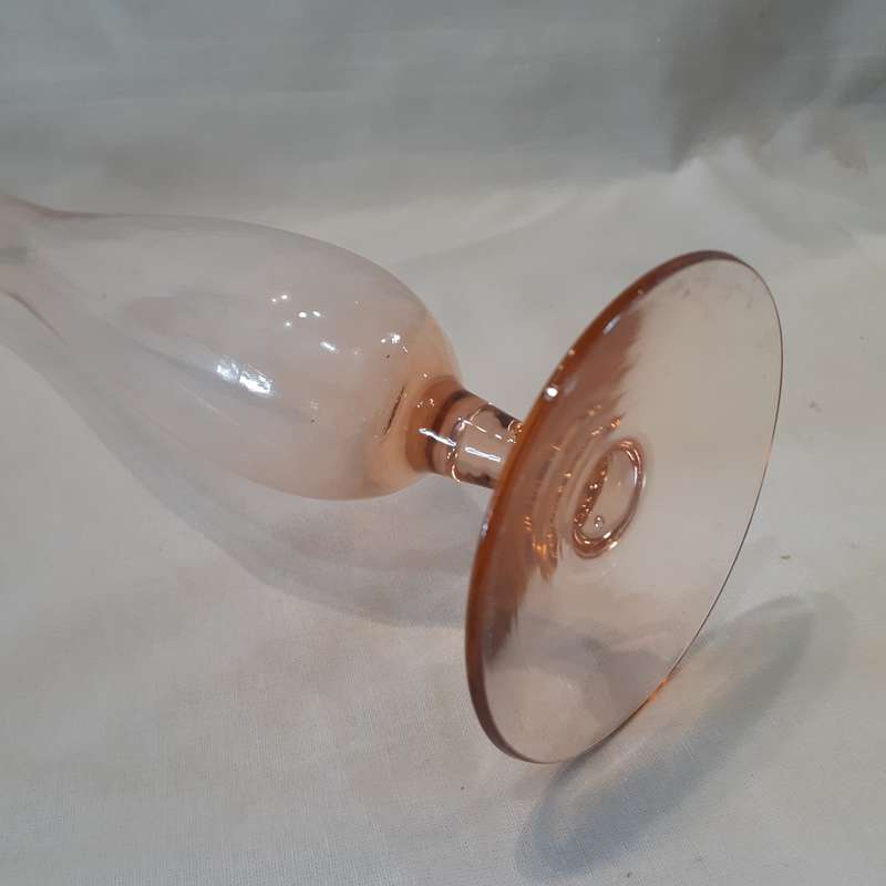 Glass Speciman vase  - tall apricot glass vintage - 25 cms