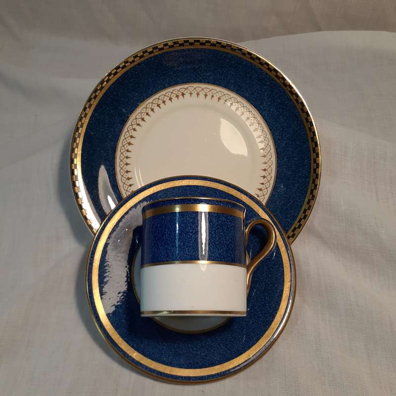 Wedgewood duo Coffee Cup and 2 saucers making a trio with Burleigh Ware Teaplate