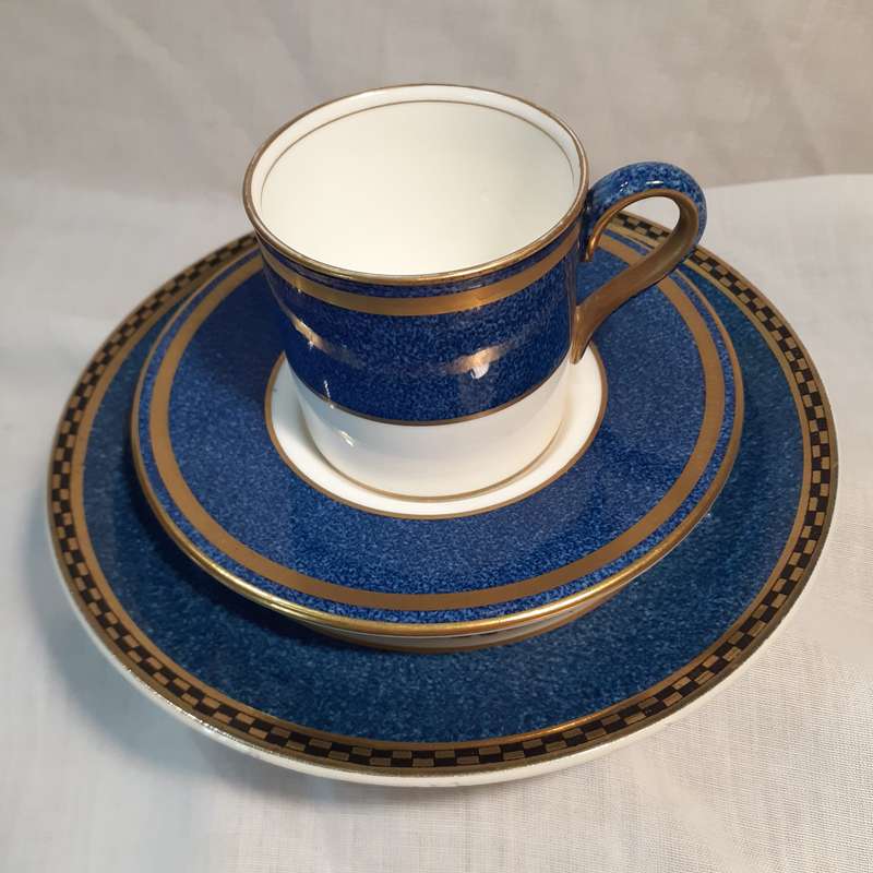 Wedgewood duo Coffee Cup and 2 saucers making a trio with Burleigh Ware Teaplate
