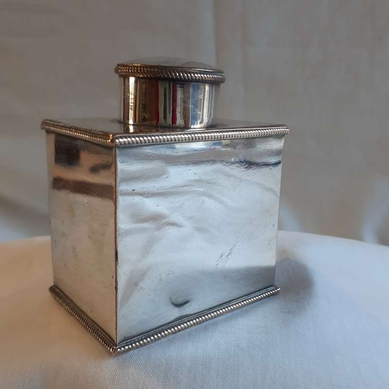 Tea Caddy Silver Plate on Copper - antique approx 1850's