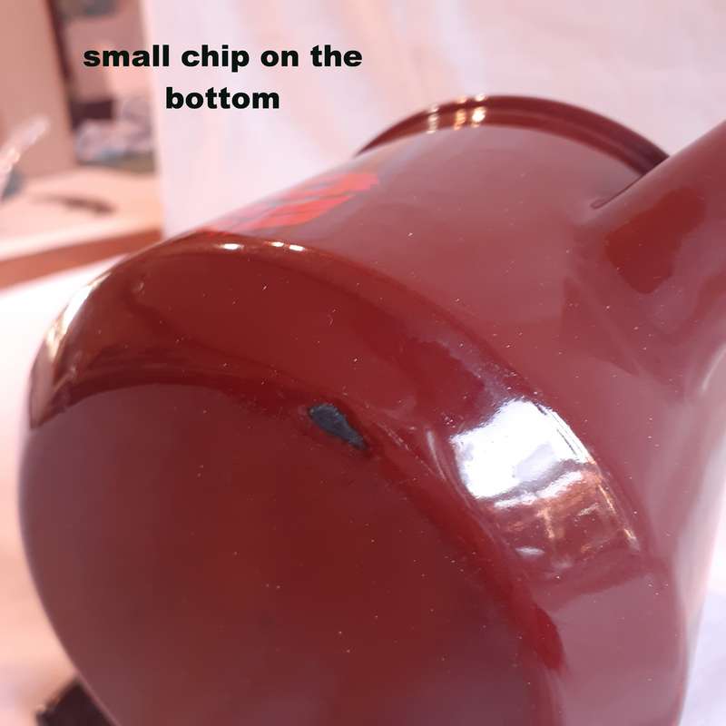 Coffee Pot -orange enamel stove top vintage kitchenalia