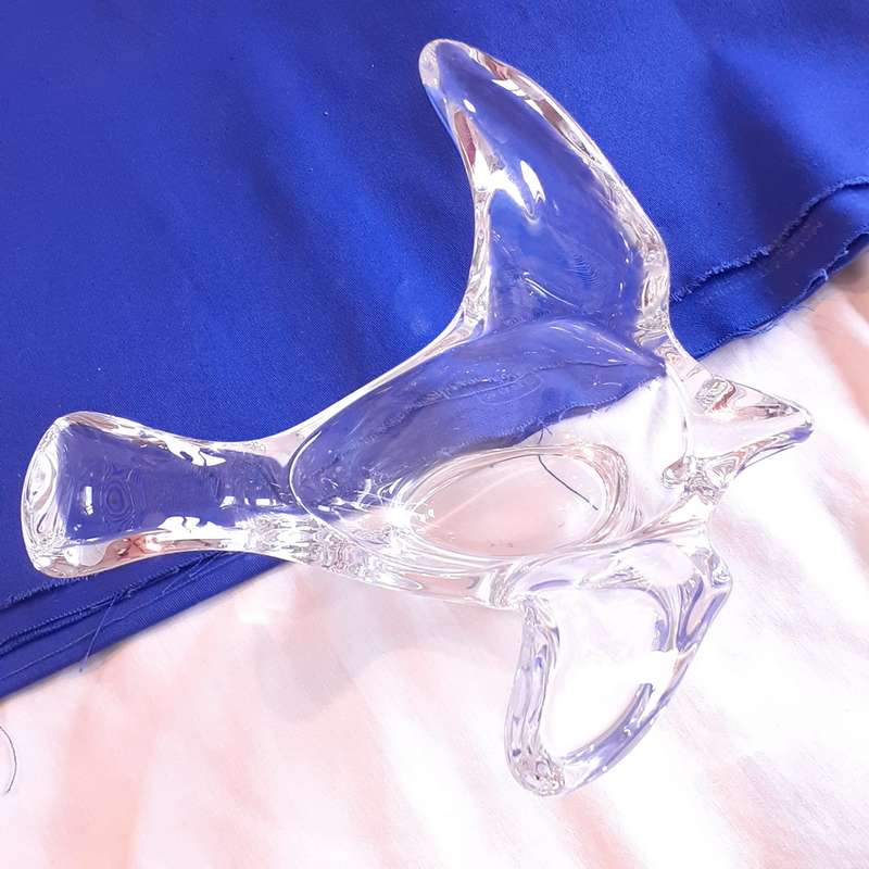 Glass Bird - French Lead Crystal Dove Candy Bowl