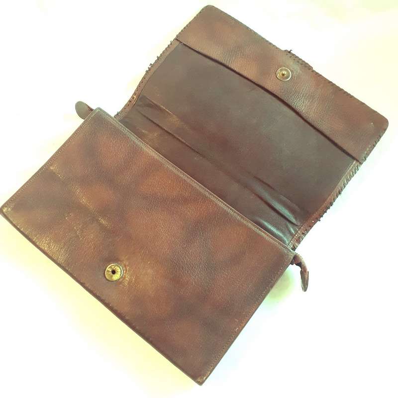 Vintage 1920's leather clutch handbag - Made in England 25 x 16 cms