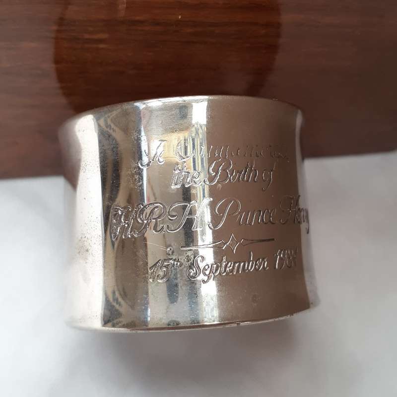 Prince Harry Birth commemoration silver serviette ring