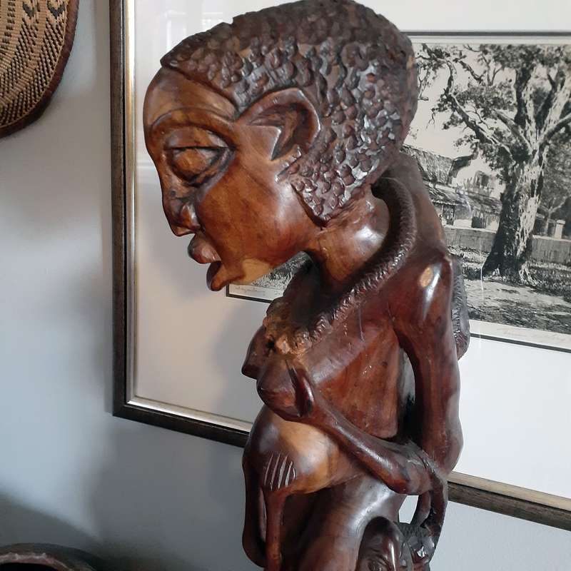 African hardwood Carving - Mother and children - tree of life 65 cms tall