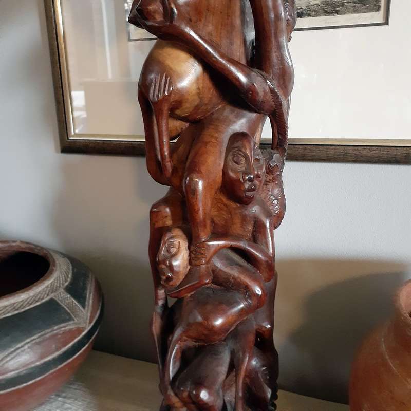 African hardwood Carving - Mother and children - tree of life 65 cms tall