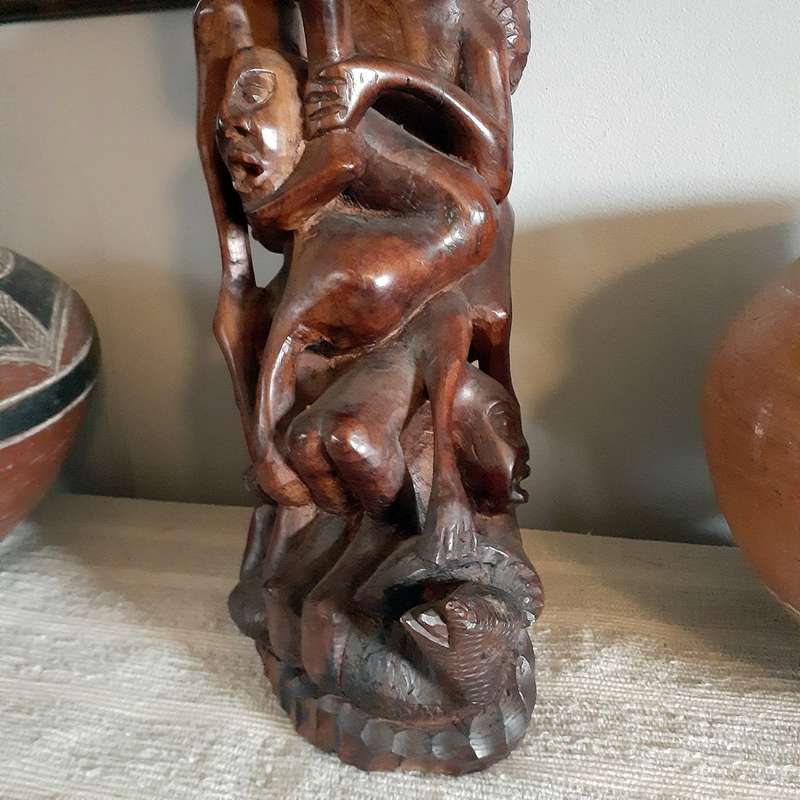 African hardwood Carving - Mother and children - tree of life 65 cms tall